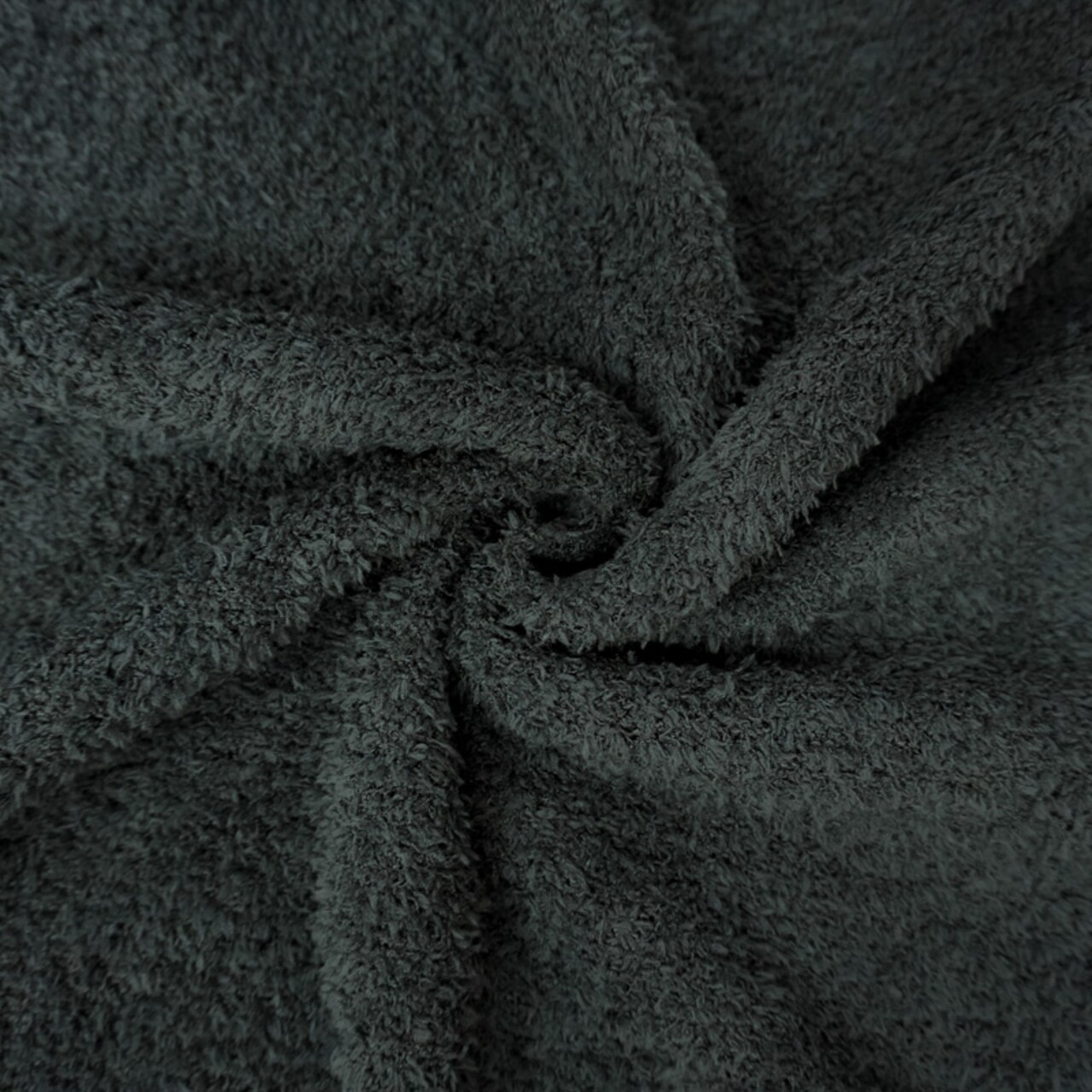 Black Poly Spandex Stretch Solid Curly Teddy Fleece Knit Fabric By the Yard